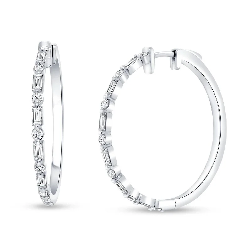 Silver Hoop Earrings-Uneek Chatterley Collection 1-Row Hoop Earrings