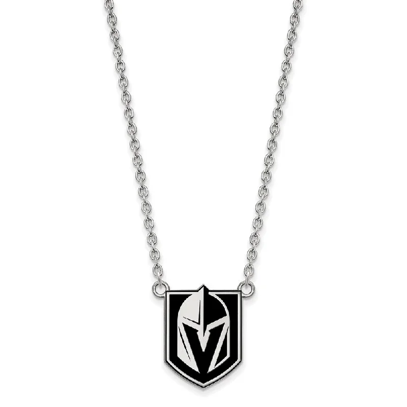 Trendy Gemstone Necklace-Sterling Silver NHL Golden Knights LG Epoxy Necklace, 18 In