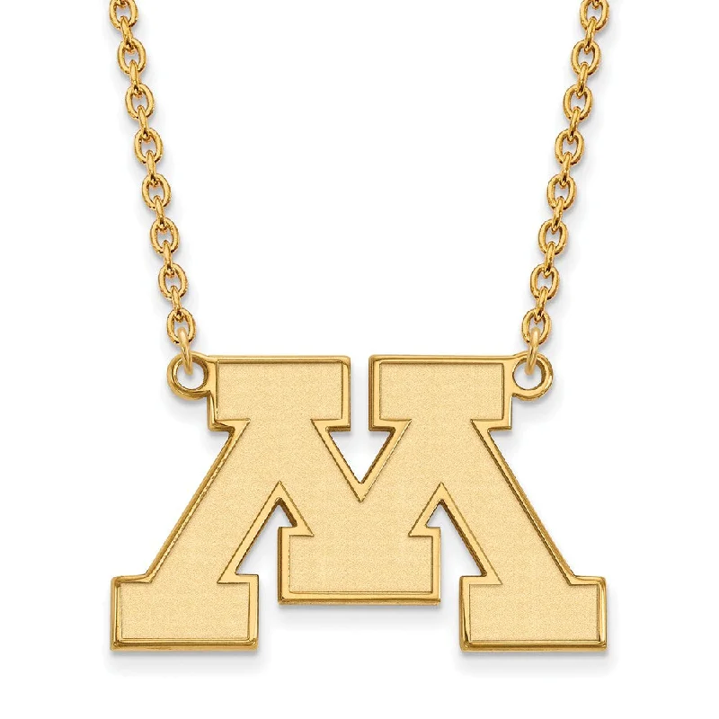 Stylish Necklace for Special Events-14k Yellow Gold U of Minnesota Large Initial M Pendant Necklace