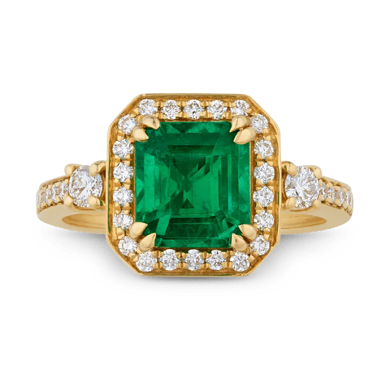 Vintage Engagement Ring for Women-Emerald Ring, 1.98 Carats