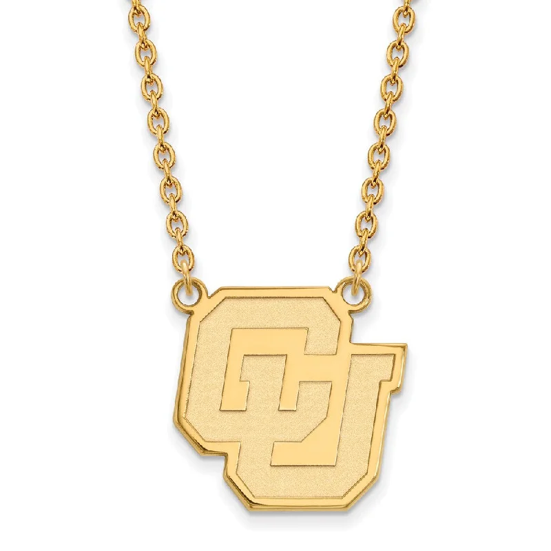 Geometric Necklace for Fashionable Women-14k Gold Plated Silver U of Colorado Large Pendant Necklace