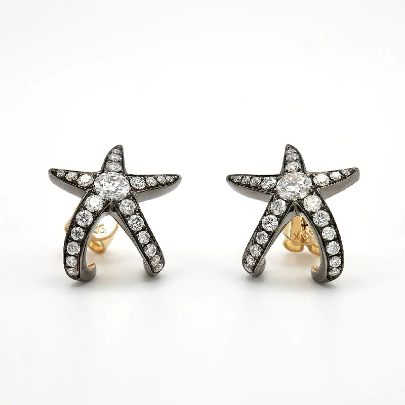 Large Hoop Earrings for Women-18K Gold Starfish Earrings