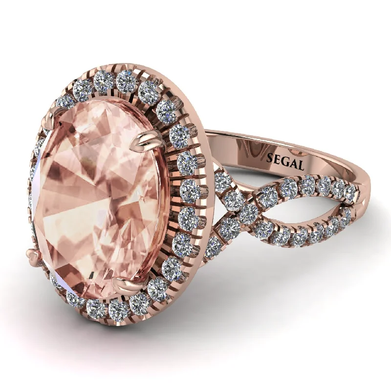 Unique Promise Ring for Couples-Glamorous Oval Morganite Ring - Jordyn No. 902