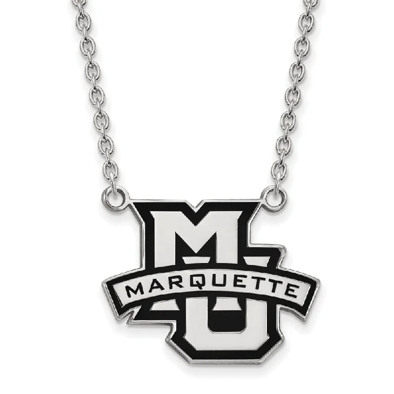 Pendant Necklace for Casual Style-Sterling Silver Marquette U Large Enamel Logo Pendant Necklace