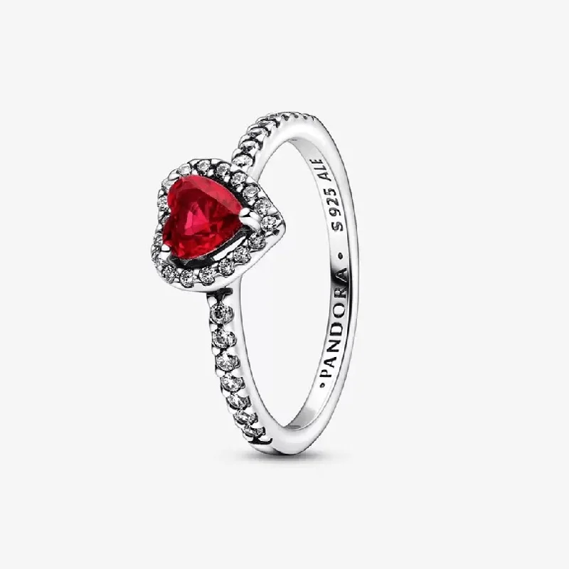 Elegant Engagement Ring with Diamond Accents-PANDORA : Elevated Red Heart Ring