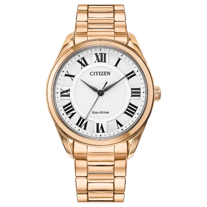 Leather Strap Watches for Men with Date Function-Citizen Eco-Drive Arezzo EM0973-55A