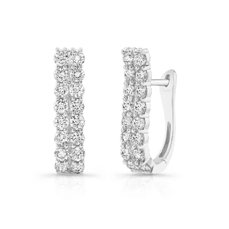 Bridal Gold Earrings for Weddings-Uneek Gatsby Collection 2-Row Huggie Earrings