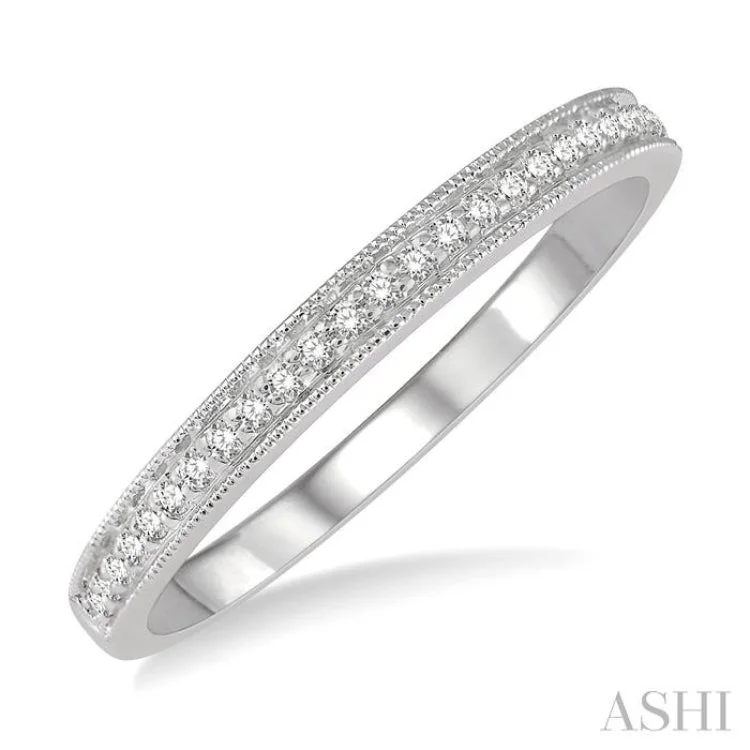 Custom Engagement Ring with Diamonds-1/10 ctw Round Cut Diamond Wedding Band in 14K White Gold