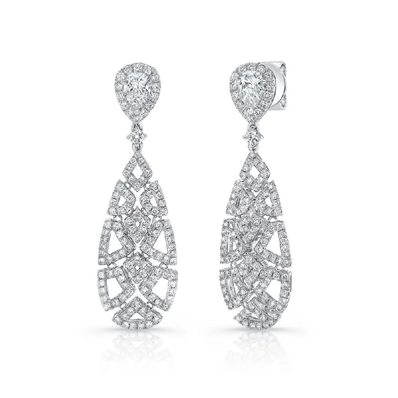 Diamond Drop Earrings-Uneek Gatsby Collection Dangle Earrings