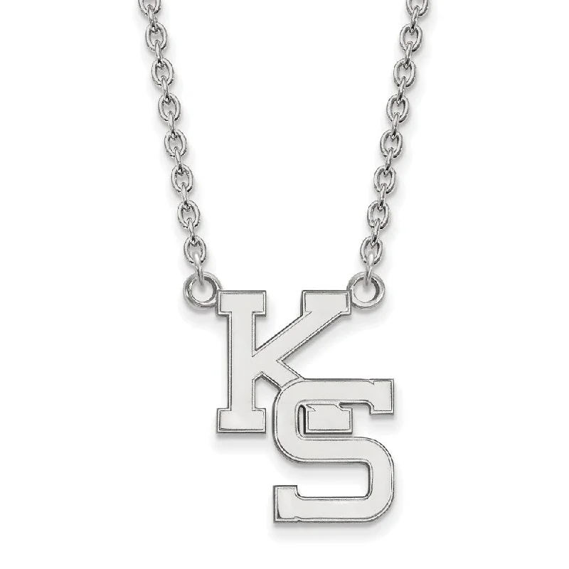 Gold Necklace with Initial Pendant-Sterling Silver Kansas State Large 'KS' Letter Pendant Necklace