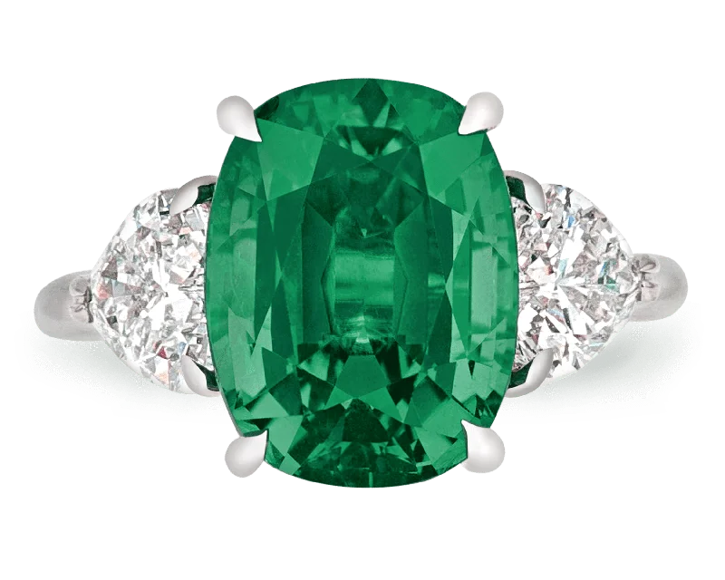 Rose Gold Engagement Ring-Zambian Emerald Ring, 5.09 Carats