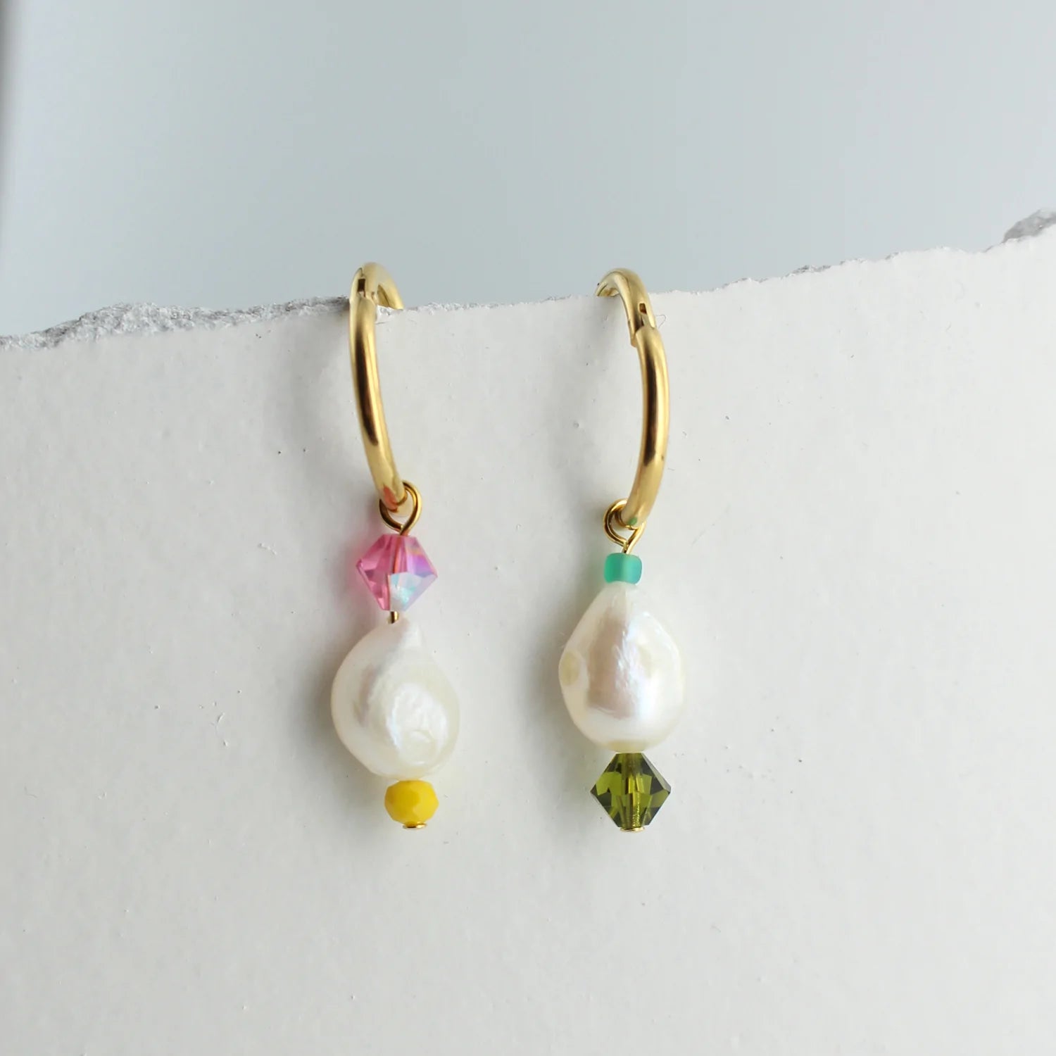 Beautiful Drop Earrings for Elegant Look-Linda Marek Designs - Colour Drop Pearl Huggies