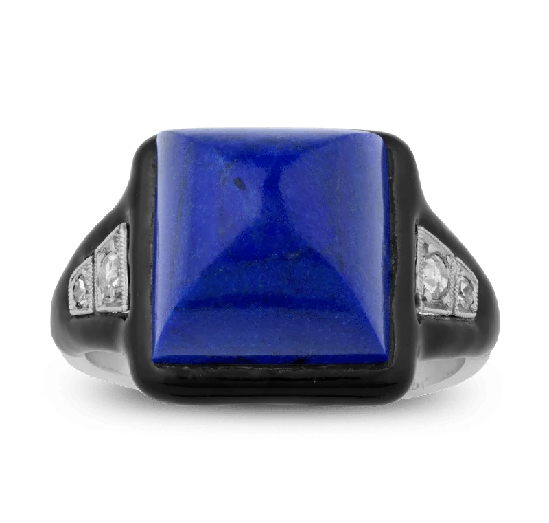 Customizable Sapphire Ring for Engagement-Cartier Art Deco Lapis Lazuli Ring