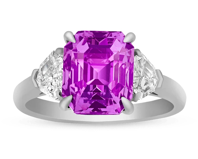 Classic Engagement Ring for Women-Pink-Purple Sapphire Ring, 5.02 Carats