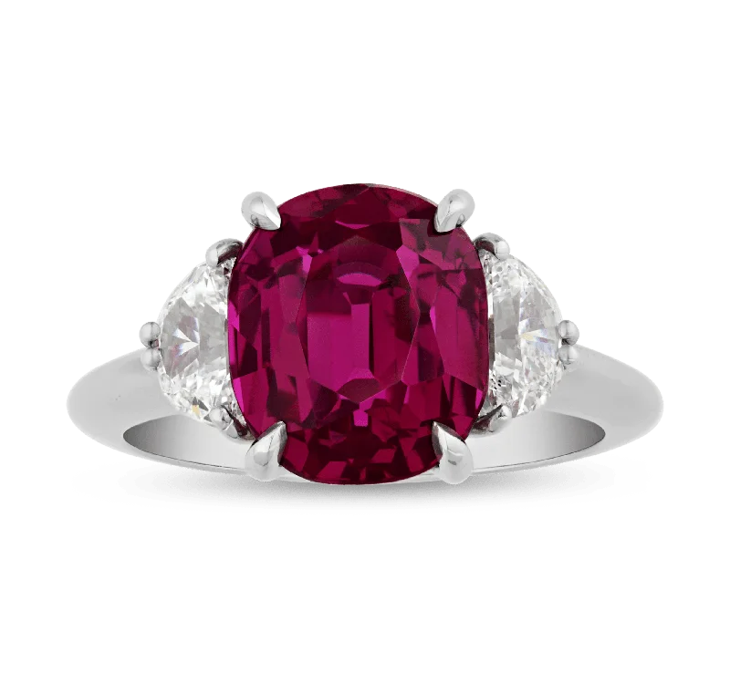 Trendy Gold Ring for Fashion-Untreated Thai Ruby Ring, 5.60 Carats