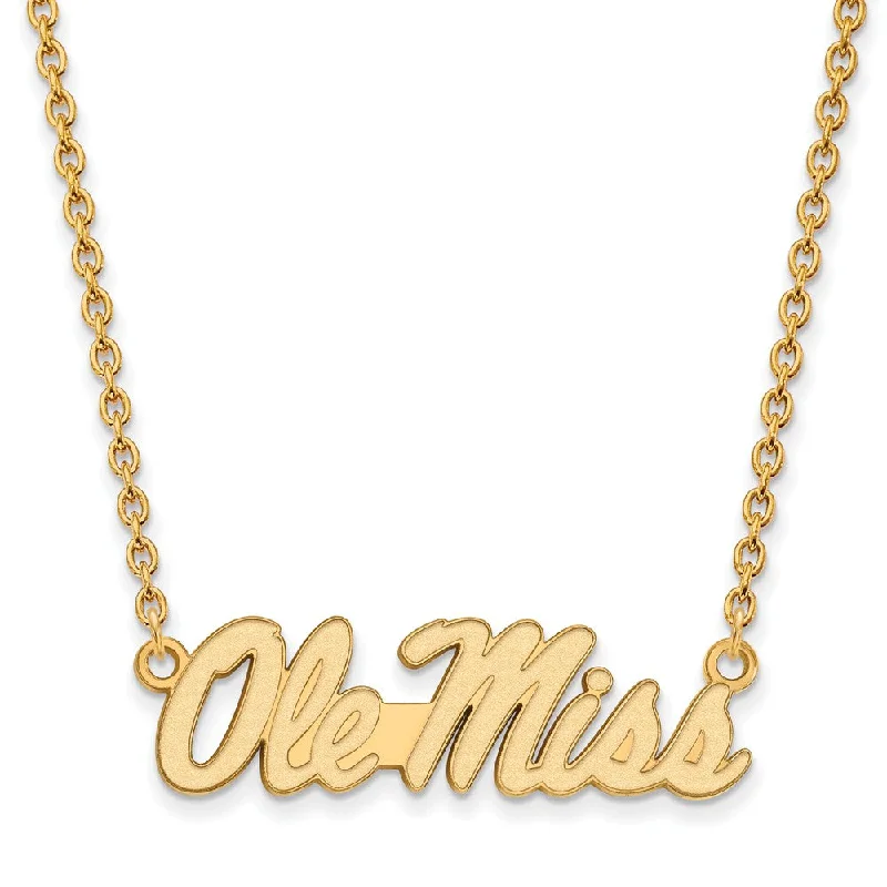 Charm Necklace for Casual Wear-10k Yellow Gold U of Mississippi Large Ole Miss Pendant Necklace