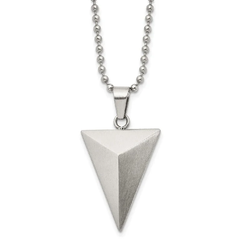 Multi-layer Necklace for Fashion-Stainless Steel Brushed Triangle Pyramid Necklace, 22 Inch