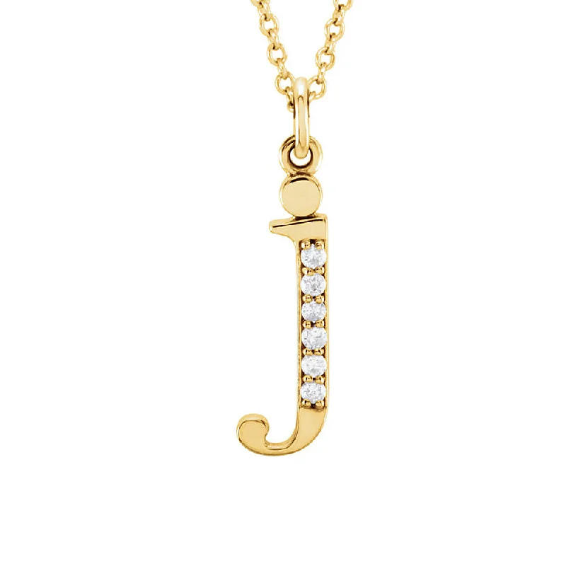 Gemstone Pendant Necklace for Women-The Abbey 14k Yellow Diamond Lower Case Initial 'j' Necklace 16 Inch