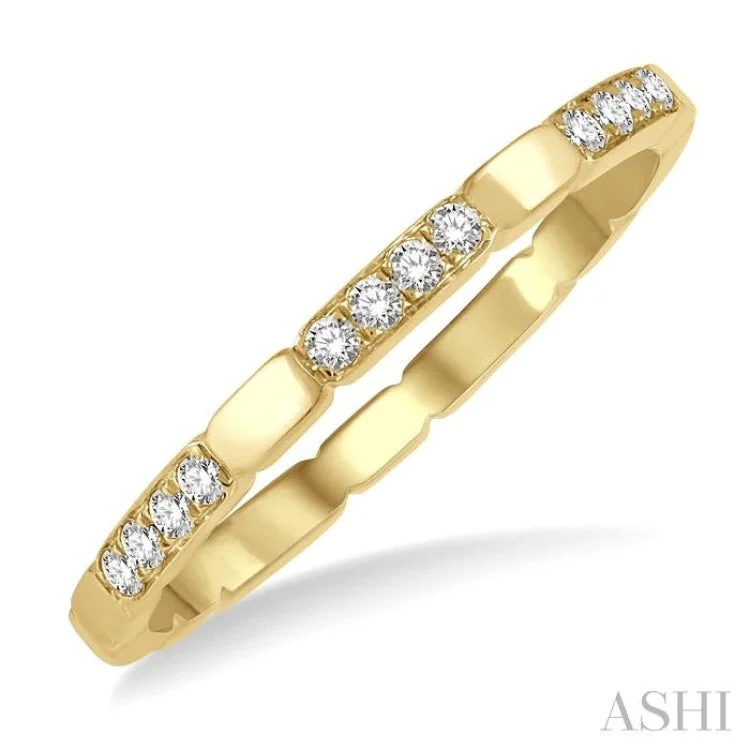 Unique Gold Ring for Fashionistas-1/10 ctw Round Cut Diamond Block Stackable Ring in 14K Yellow Gold