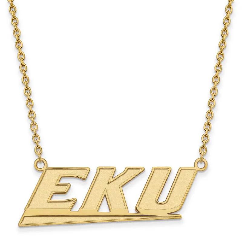 Personalized Birthstone Necklace for Mom-10k Yellow Gold Eastern Kentucky U Large Pendant Necklace