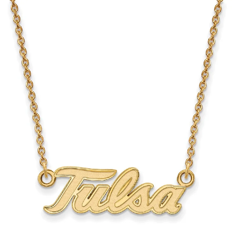 Vintage Style Necklace-14k Yellow Gold The U of Tulsa Large Pendant Necklace