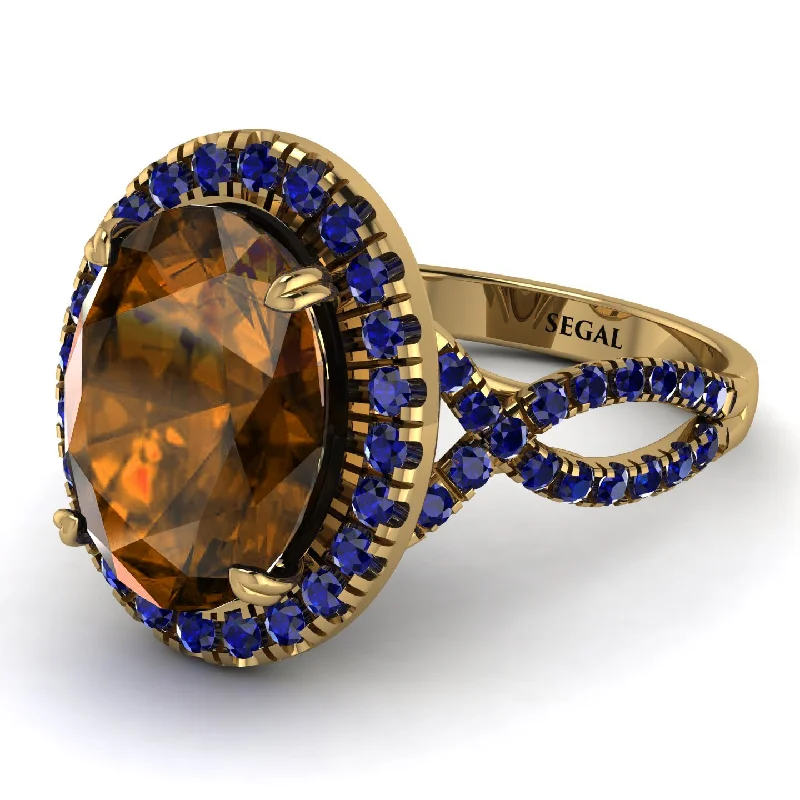 Trendy Gold Ring for Women-Glamorous Oval Brown Diamond Ring - Jordyn No. 1113