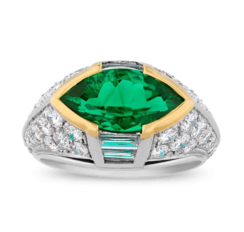 Classic Solitaire Ring for Engagement-Colombian Emerald Ring, 2.50 carats