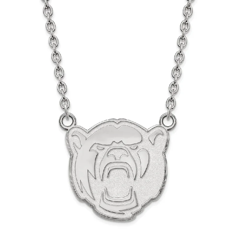 Silver Choker Necklace for Fashion-Sterling Silver Baylor U Large Bear Pendant Necklace