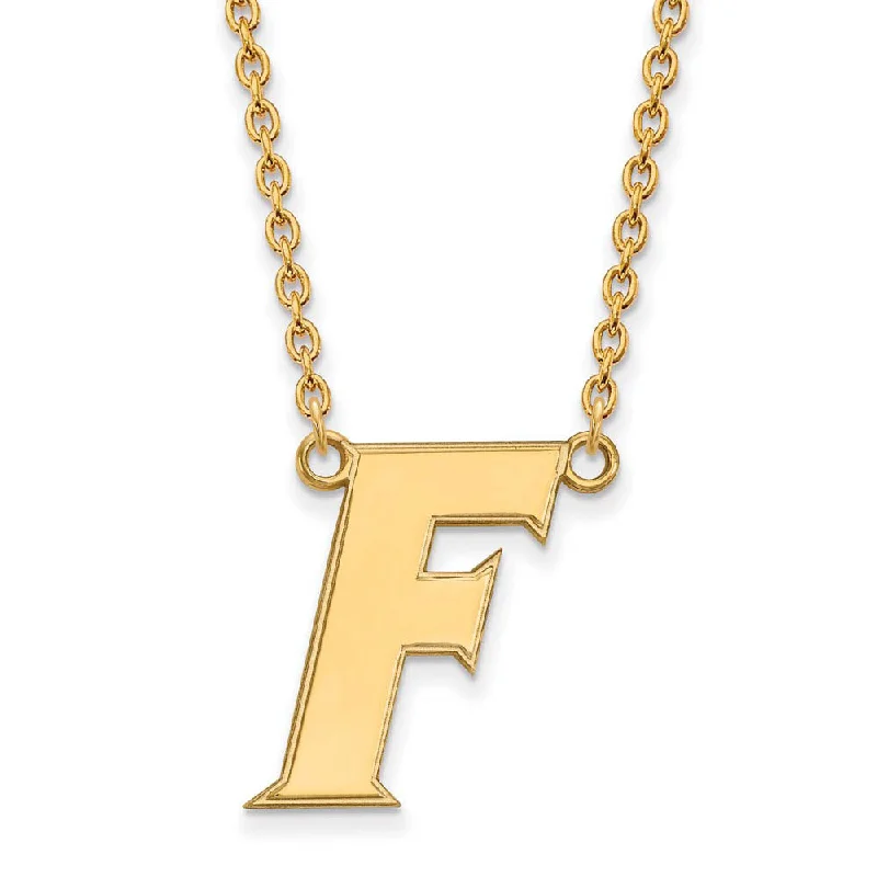 Beautiful Necklace for Evening Party-14k Gold Plated Silver U of Florida Large Initial F Pendant Necklace