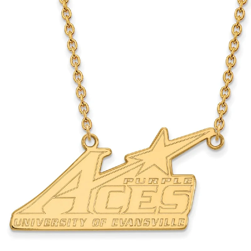 Fashion Necklace for Young Women-14k Yellow Gold U of Evansville Large Pendant Necklace