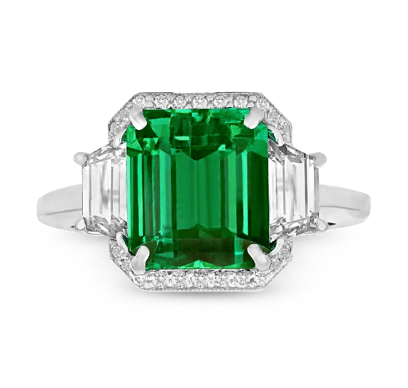 Customizable Gold Ring for Men-Natural Colombian Emerald Ring, 5.46 carats