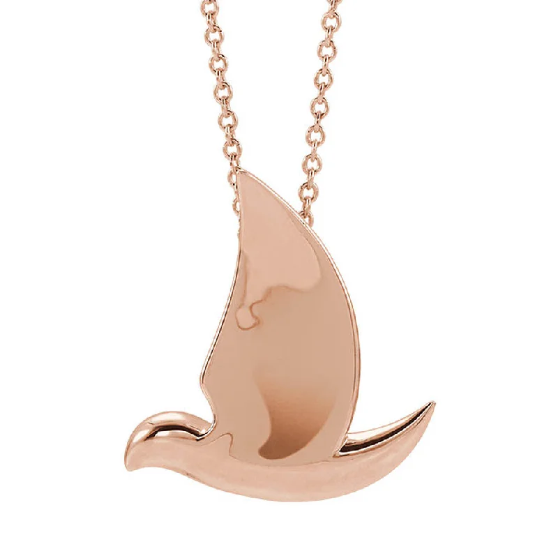 Handcrafted Silver Necklace for Gifts-14k Yellow, White or Rose Gold Polished Dove Necklace, 16-18 Inch