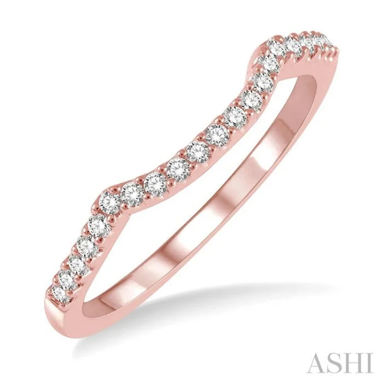 Colored Gemstone Ring for Fashion-1/6 ctw Crescent Round Cut Diamond Wedding Band in 14K Rose Gold