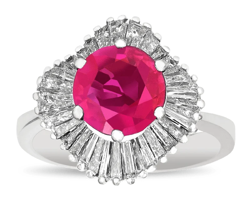 Elegant Gold Ring for Brides-Ruby Ballerina Ring, 2.82 Carats