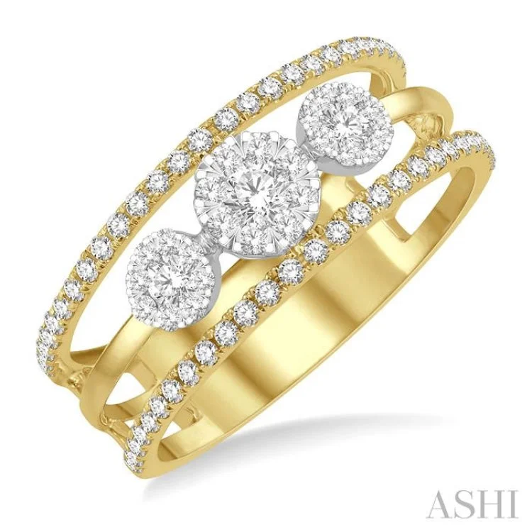 Personalized Couples Ring-1/2 Ctw Lovebright Round Cut Diamond Ladies Ring in 14K Yellow and White Gold