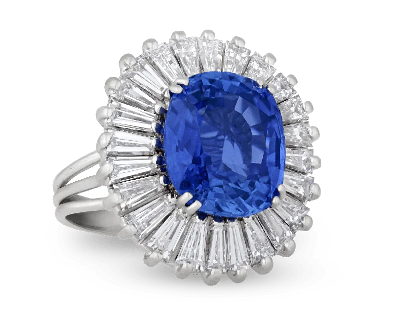 Simple Gold Ring for Women-Sapphire Ballerina Ring, 7.92 Carats