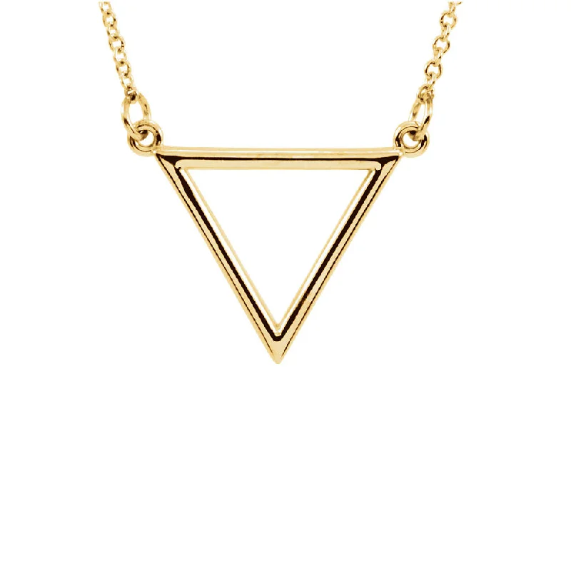 Layered Chain Necklace for Fashionistas-Polished 15x19mm Triangle Necklace in 14k Yellow Gold, 16 Inch