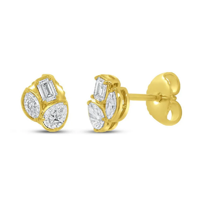 Classic Pearl Earrings for Brides-Uneek Alexandria Collection Bezel Stud Earrings