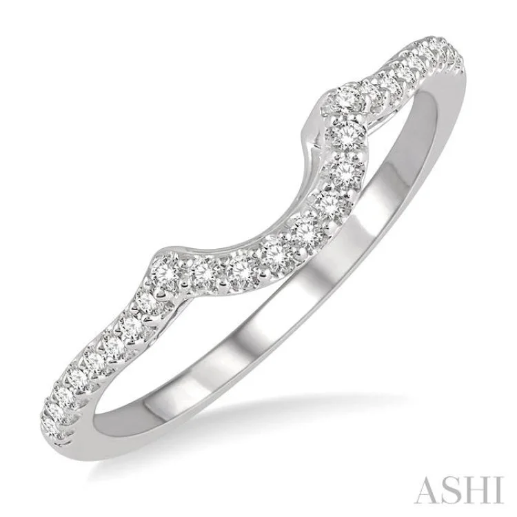 Designer Ring for Women-1/5 Ctw Arched Center Diamond Wedding Band in 14K White Gold