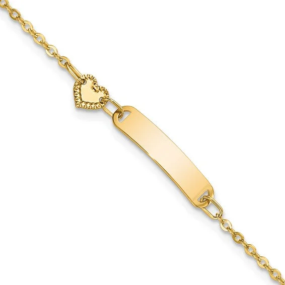 Fashionable Gold Bracelet for Evening Events-14K Yellow Gold Heart ID Baby Bracelet