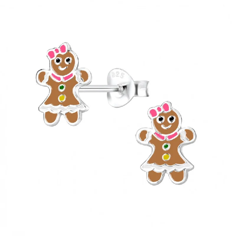 Simple Stud Earrings-Sterling Silver Studs - Gingerbread People