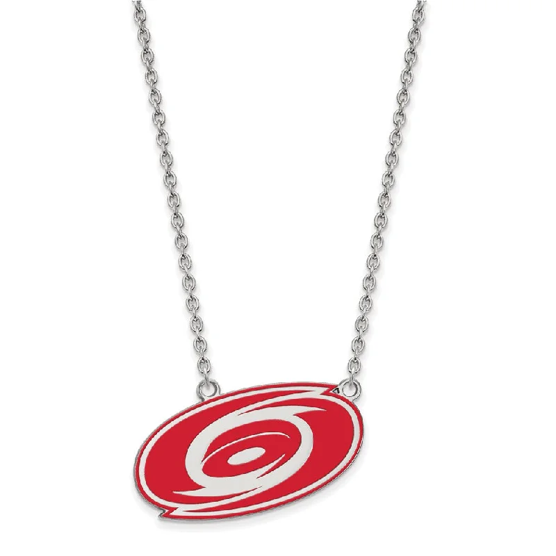 Chunky Gold Necklace for Bold Look-Sterling Silver NHL Hurricanes Large Enamel Necklace, 18 Inch