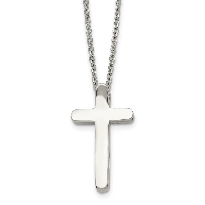 Classic Gold Necklace for Weddings-Stainless Steel 3D Ichthus & Cross Necklace, 16 Inch