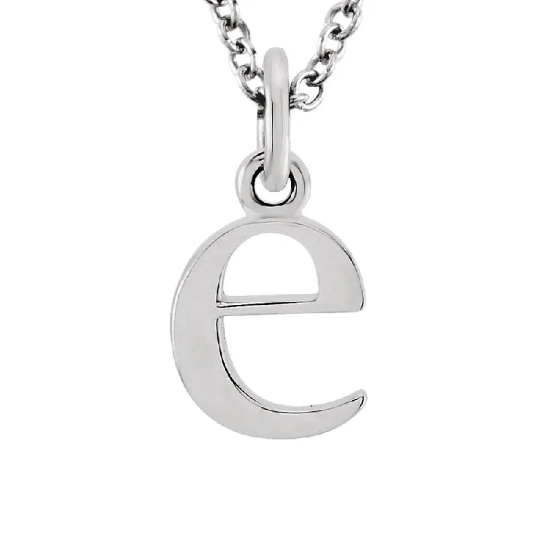 Fashion Necklace for Young Women-The Abbey Lower Case Initial 'e' Necklace in 14k White Gold, 16 Inch