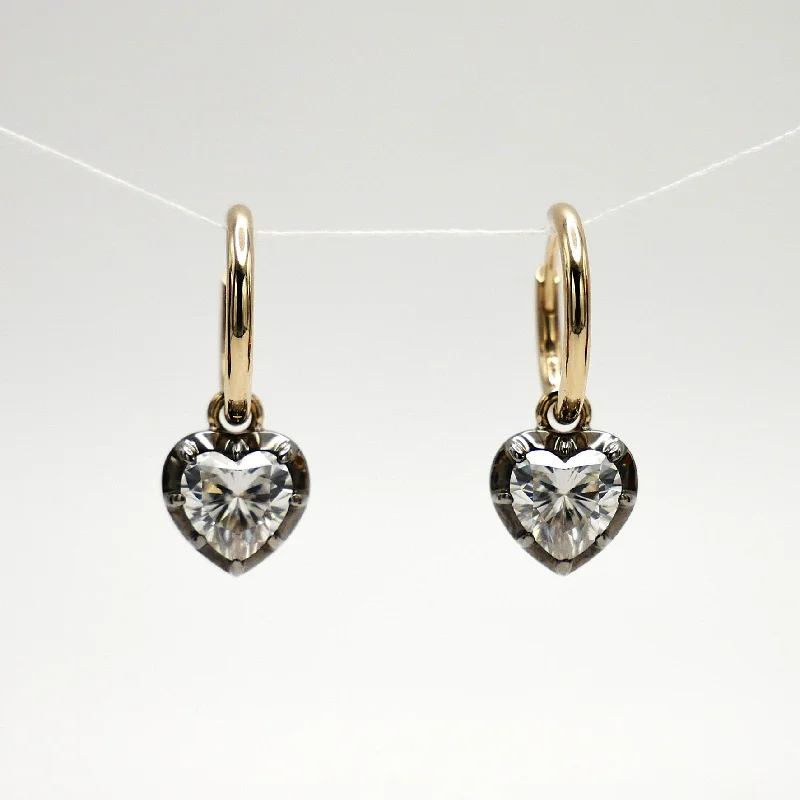 Beautiful Drop Earrings for Evening Style-Heart Diamond White Gold Hoop Georgian Earrings Antique Inspired