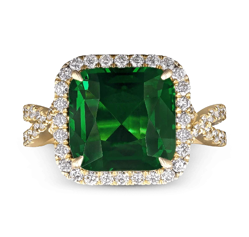 Personalized Name Ring-Tsavorite Garnet Ring, 7.02 carats