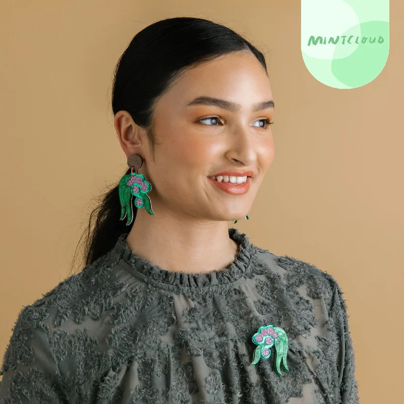 Stylish Statement Earrings-Mintcloud & Little Harlequin Studio Collaboration Brooch - Wattle