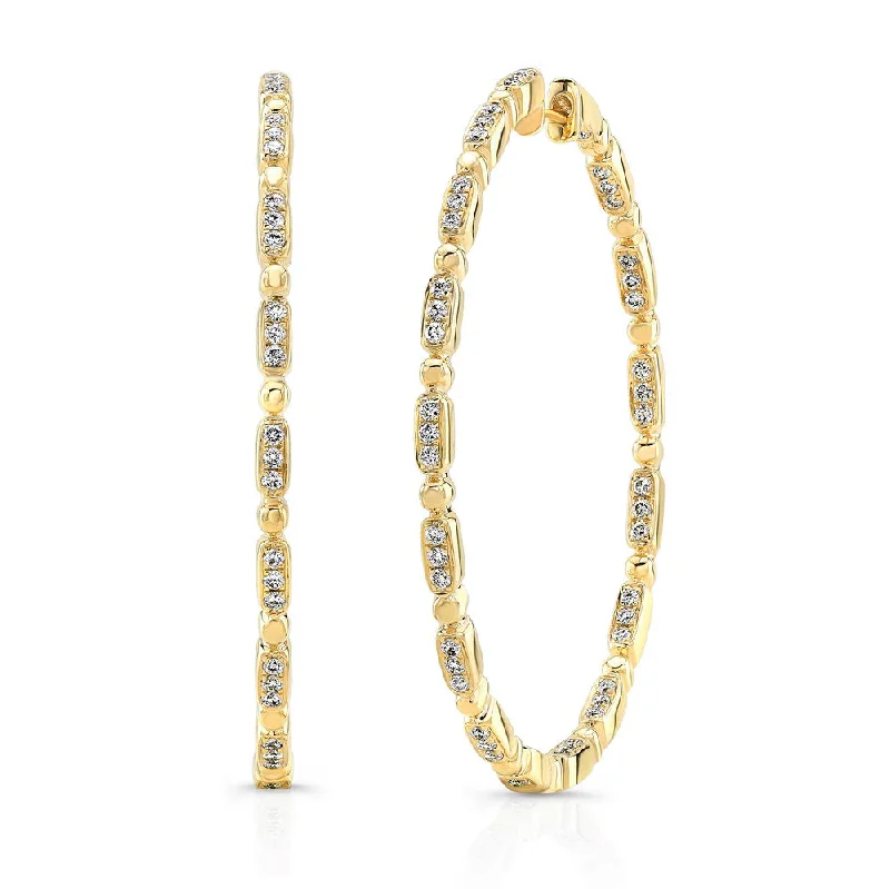 Statement Gold Earrings-Uneek Rodeo Inside-Out Diamond Hoop Earrings