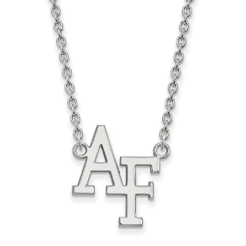 Chunky Necklace for Bold Style-14k White Gold Air Force Academy Large Pendant Necklace