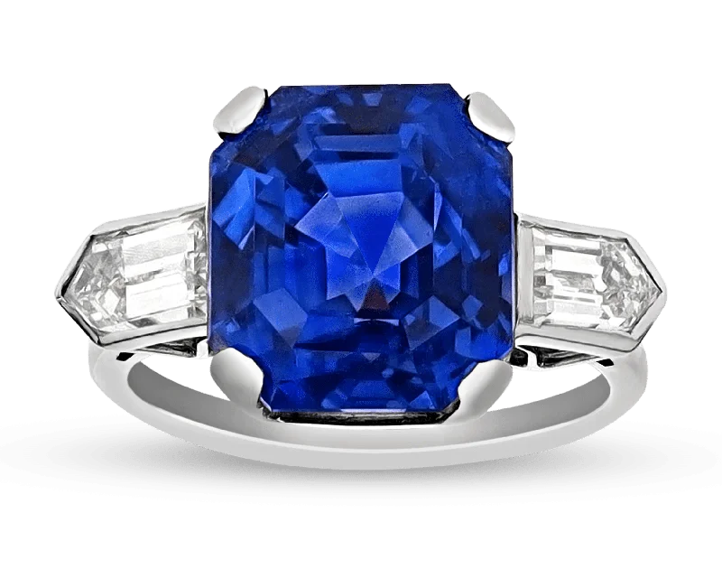 Simple Gold Band Ring-Untreated Ceylon Sapphire Ring, 11.95 Carats